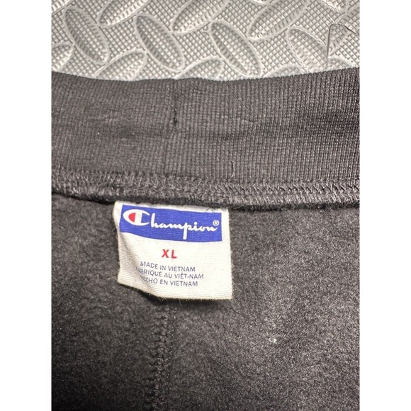 Champion Reverse Weave All Over Logo Print Black Boy 60% cotton Joggers Pants XL - Picture 6 of 11